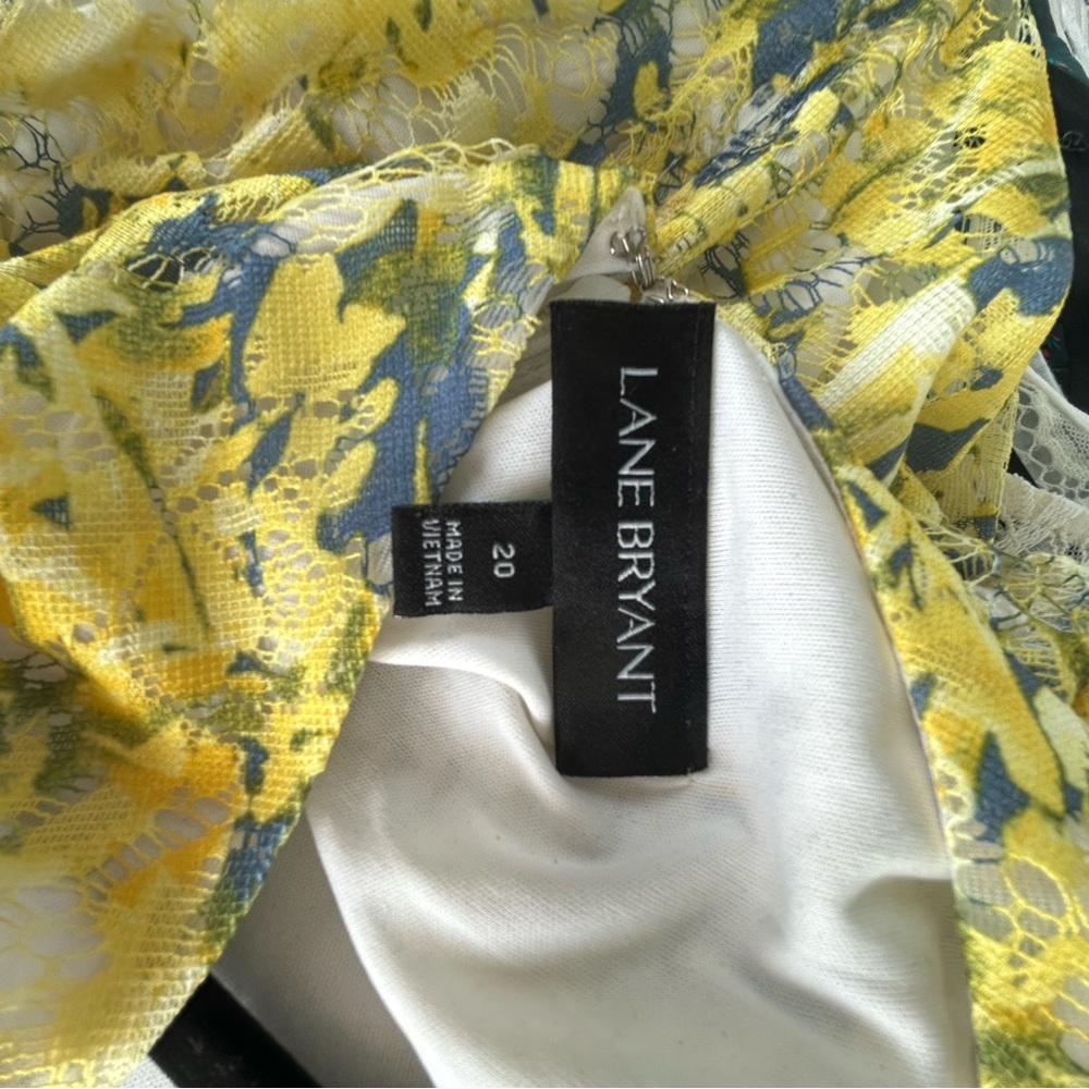 Lane Bryant Floral Lace Sleeveless Fit & Flare Dress Blue, Yellow, White Size 20 - Picture 4 of 7